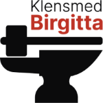 Logotyp för Klensmed Birgitta AB. Bilden skildrar en slägga och ett städ.