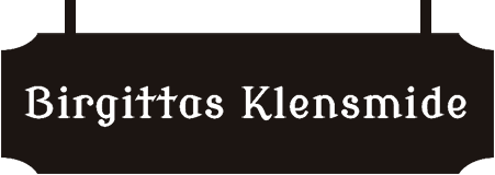 logotyp formad som en hängande skylt med texten 'Birgittas Klensmide'