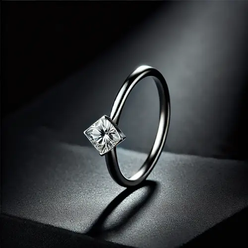 Tunn ring i silver med diamant