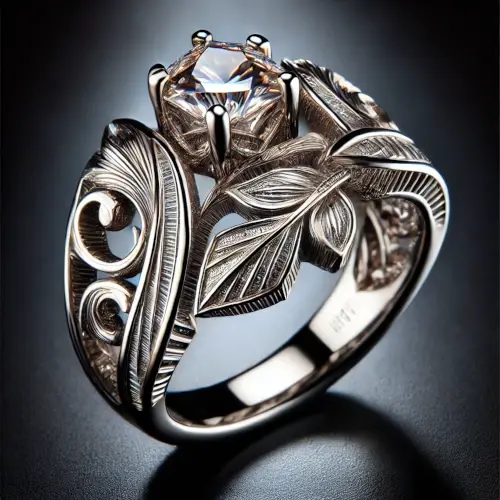 Stor silverring med elegant handgjord struktur och unika detaljer
